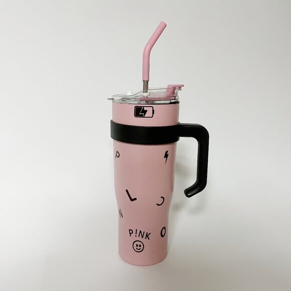Vacuum Insulated Stainless Steel Water Bottle with Straw and BPA Free in Pink - Picture 2 of 6